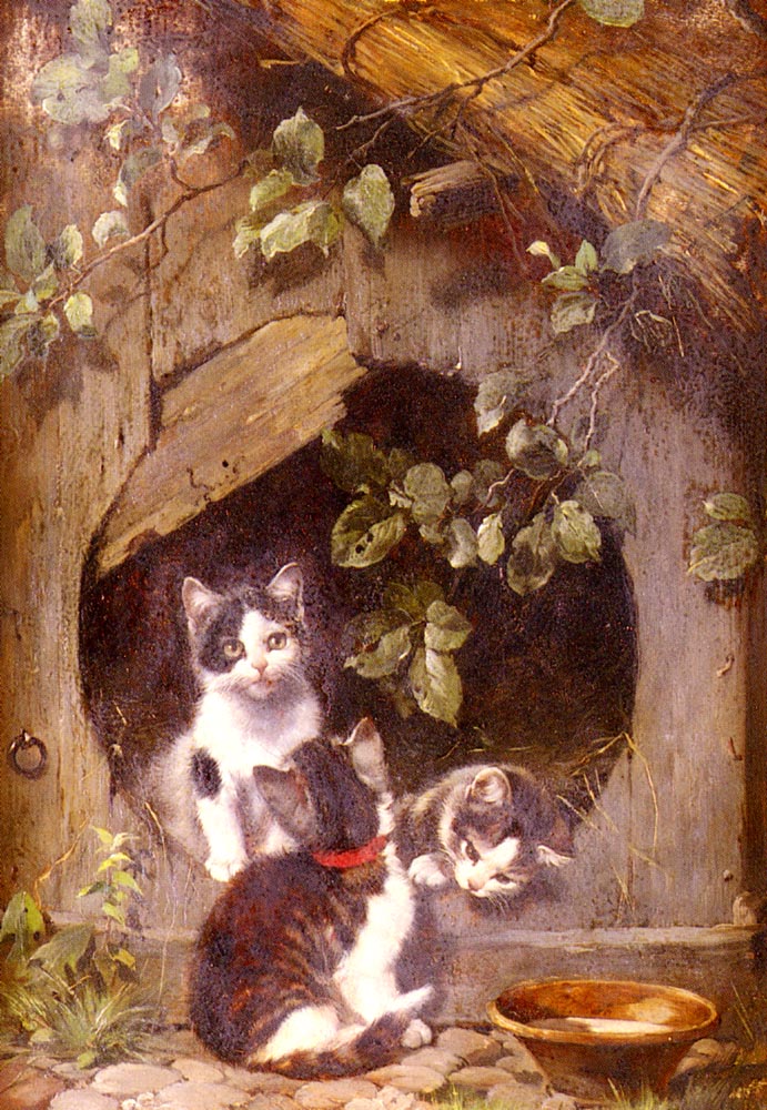 Playful Kittens by Julius Adam-Animal Painting