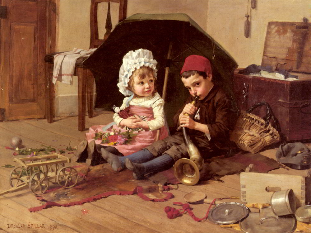Playtime by Jaroslav Spillar-Oil Painting