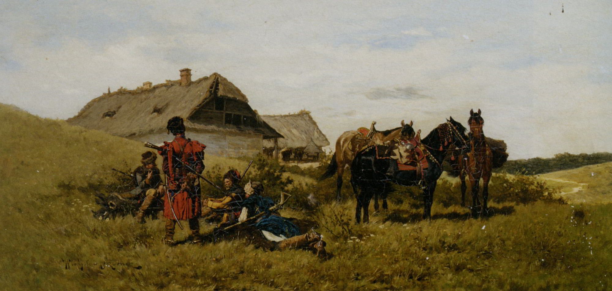 Resting Cossacks by Wladyslaw Szerner-Oil Painting