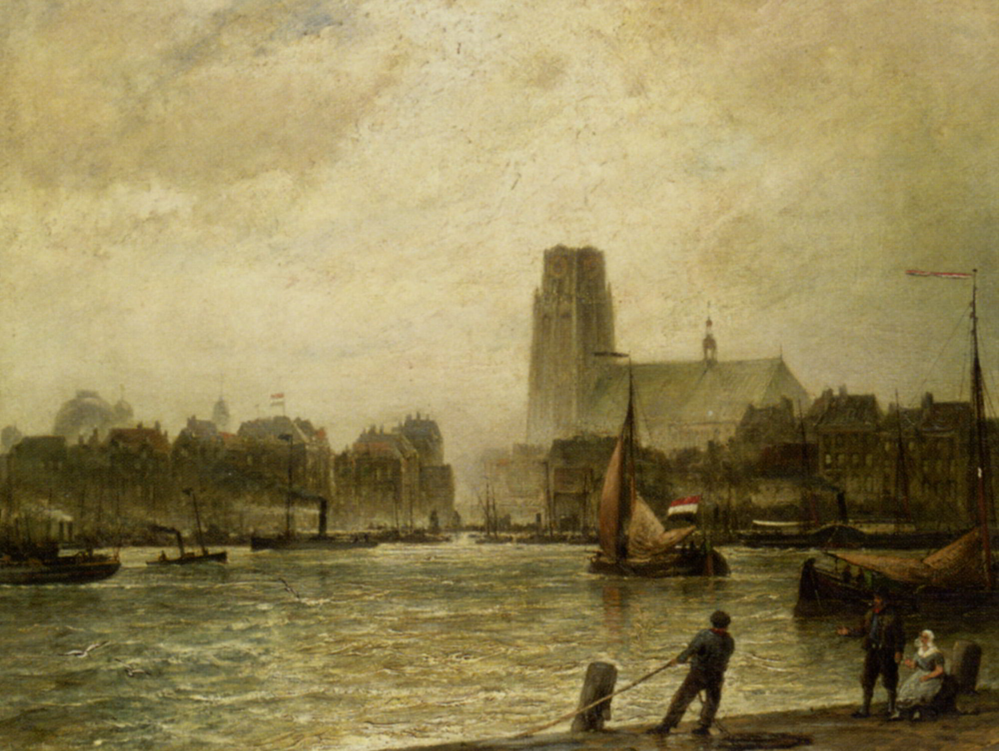 Rotterdamn seen from Fyenood by Cornelis Christiaan Dommelshuizen
