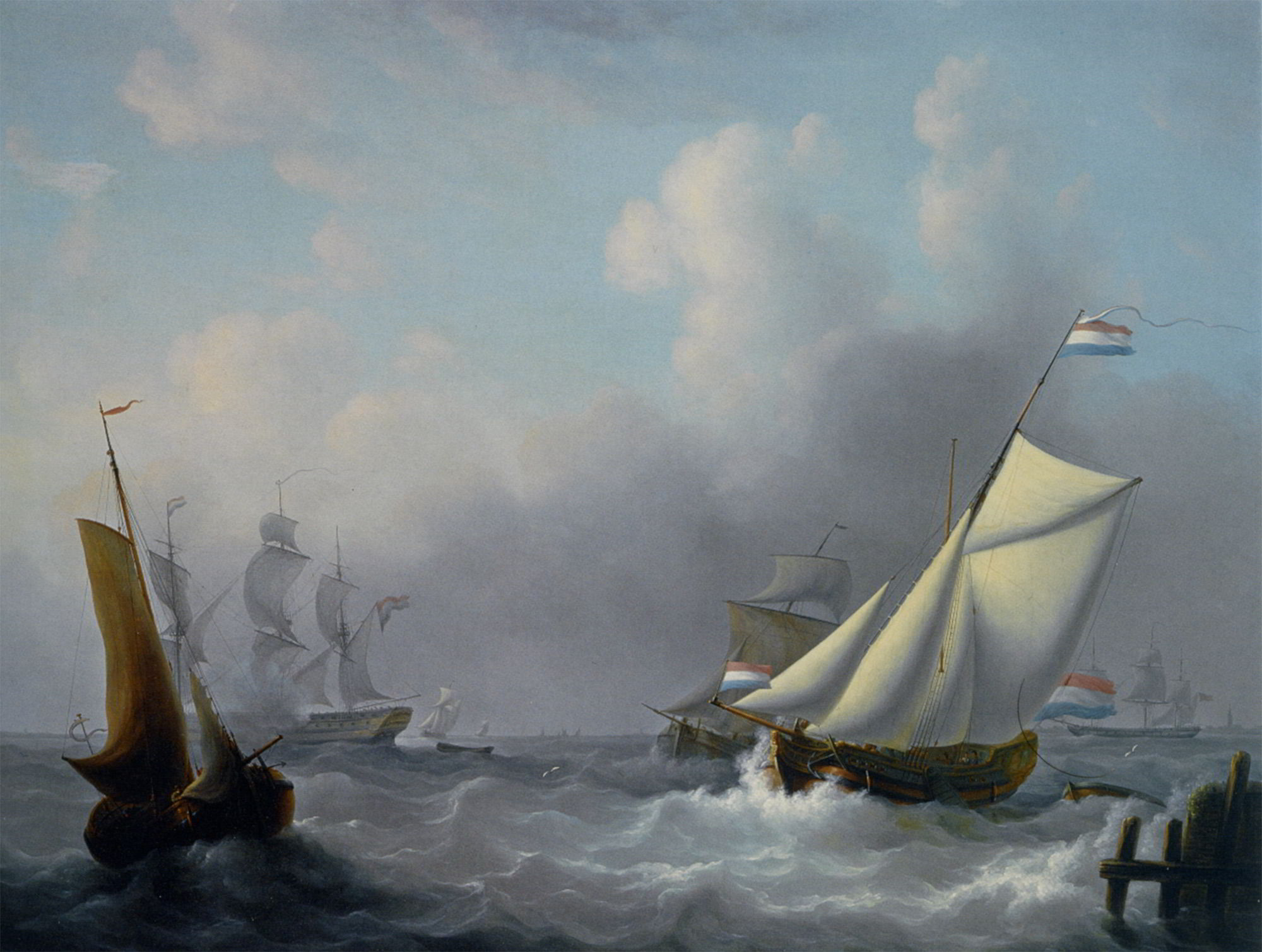 Sailing in choppy waters by Martinus Schouman-Oil Painting