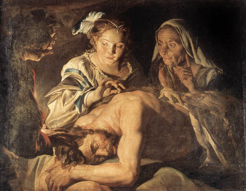 Samson and Delilah by Matthias Stomer-Dutch Painting