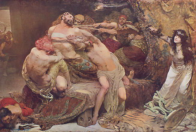 Samson and Delilah by Solomon Joseph Solomon-Oil Painting