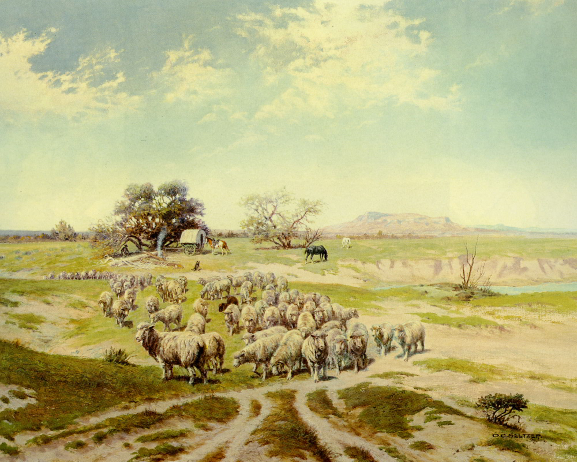 Shepherding Montana by Olaf C. Seltzer-American Painting