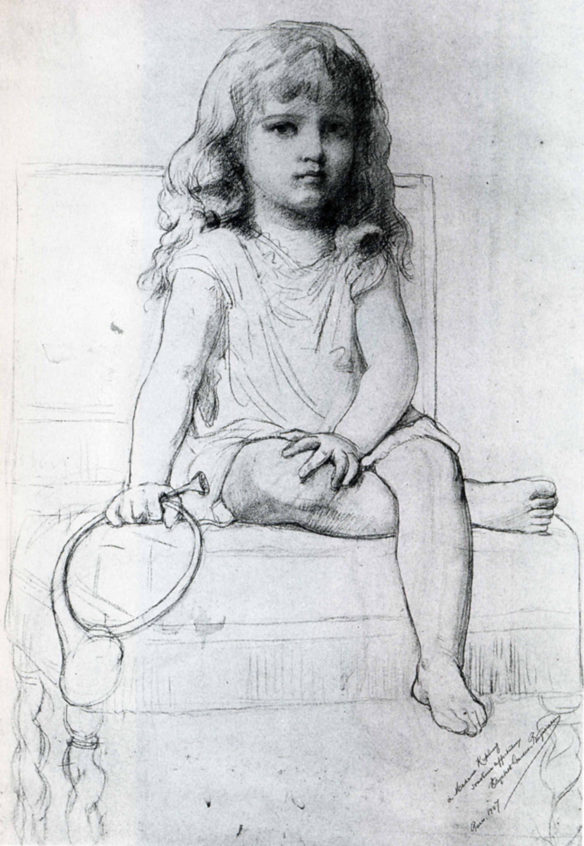 Sketch for Portrait of Rudyard Kipling's Daughter by Elizabeth Jane Gardner Bouguereau