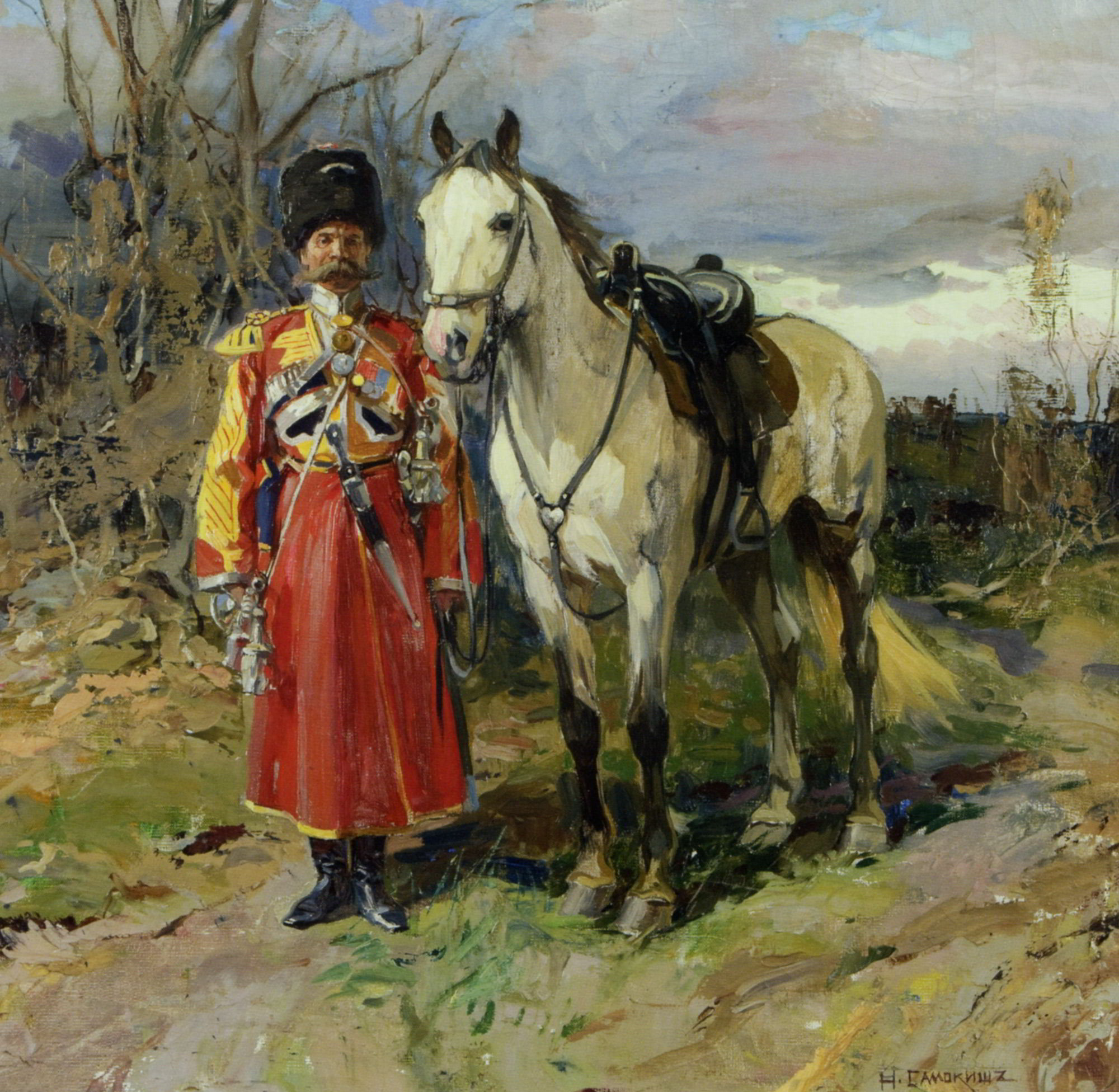 Soldier of the Imperial Guard by Nikolai Semenovich Samokish-Oil Painting