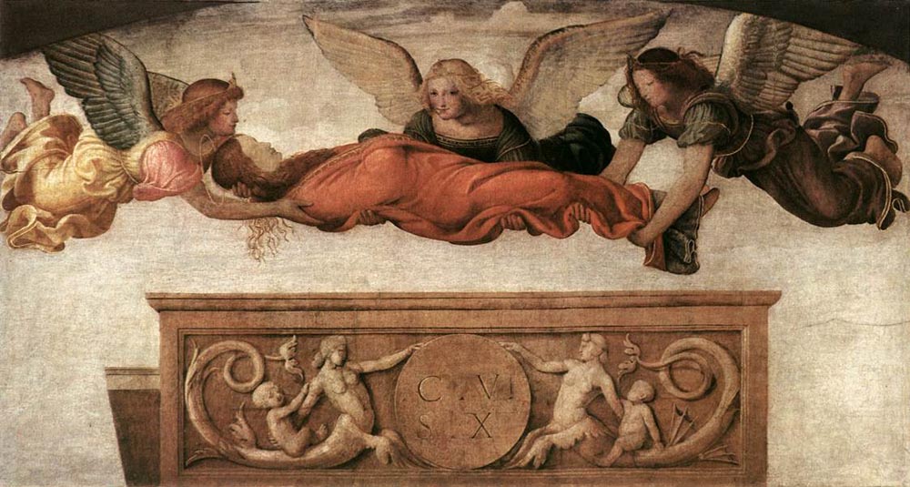 St Catherine Carried to her Tomb by Angels by Bernardino Luini