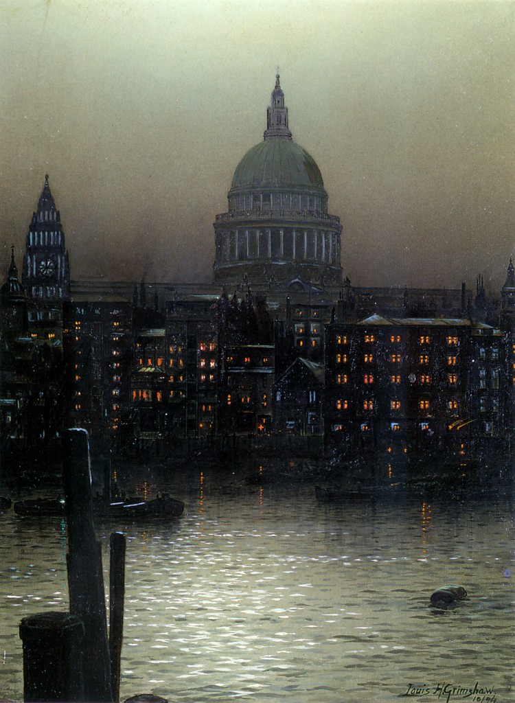 St. Paul's Cathedral from Bankside by Louis H. Grimshaw