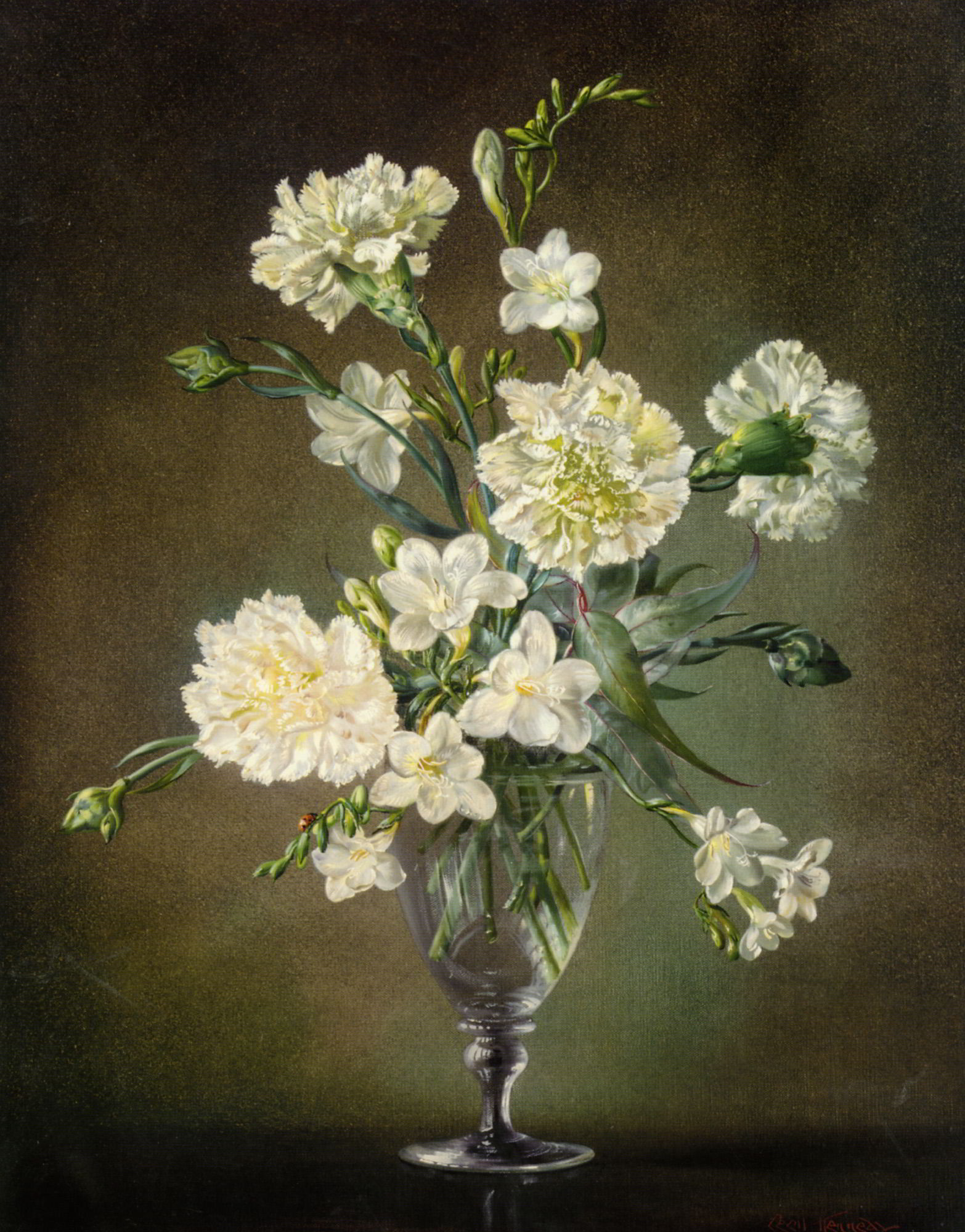 Still Life with Carnations and Freesias by Cecil Kennedy