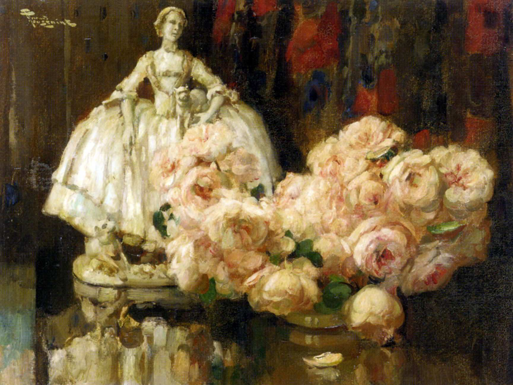Still Life with Roses by Fernand Toussaint-Still Life Painting