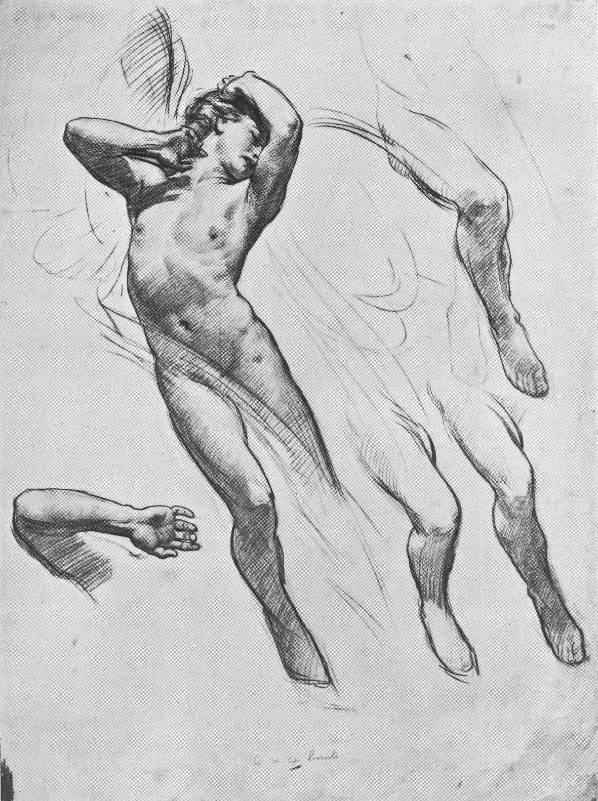 Study for the Figure of Love in Love Leaving Psyche by Harold Speed-Drawing Painting