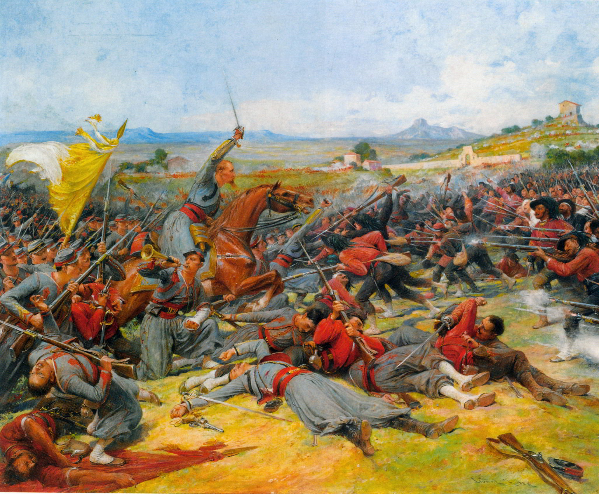 The Battle Near Mentana by Lionel Noel Royer-Oil Painting