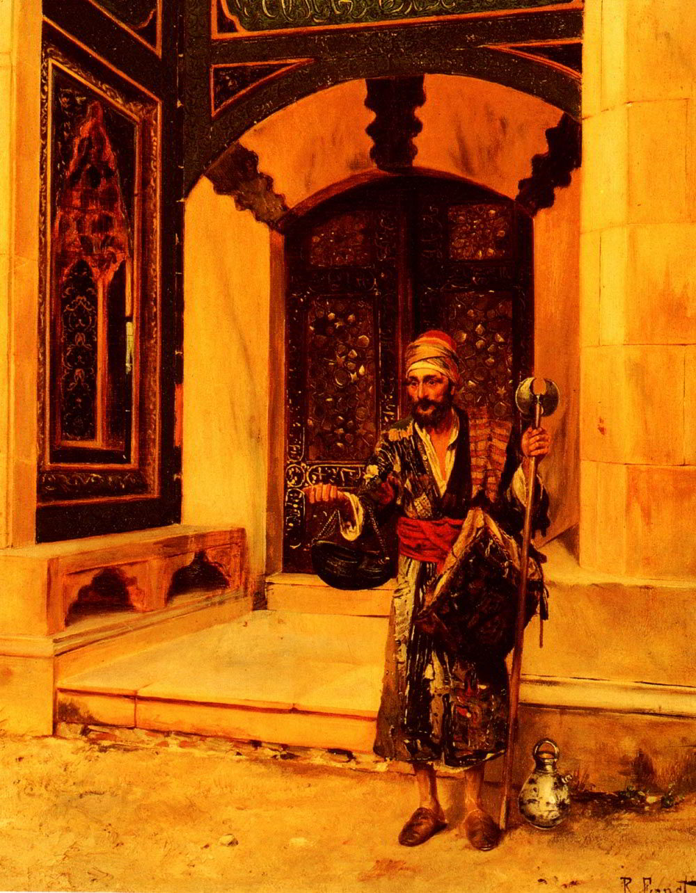 The Beggar by Rudolf Ernst-Portrait Painting
