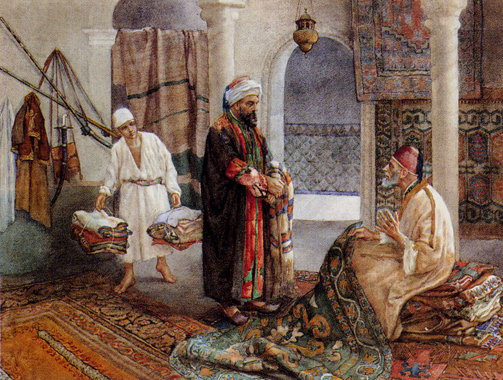 The Carpet Merchants by Alberto Rosati-Genre Painting