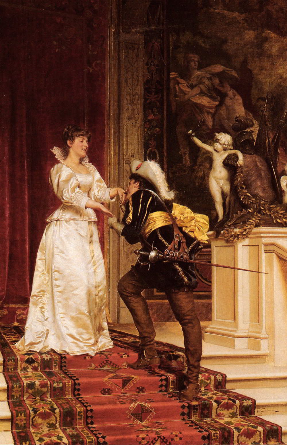 The Cavalier's Kiss by Frederic Soulacroix-Oil Painting