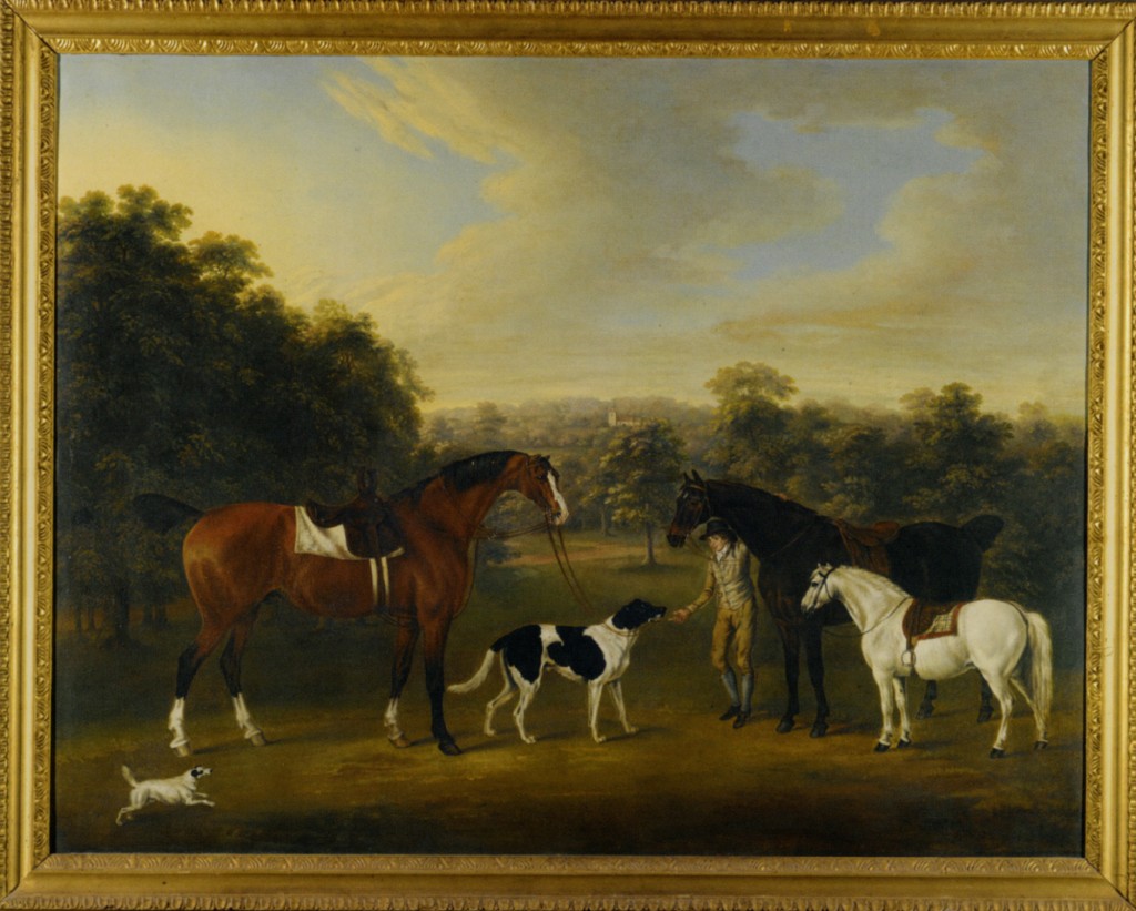 The Compton Family Hunters with a Groom in the Grounds of Minstead House by Thomas Gooch
