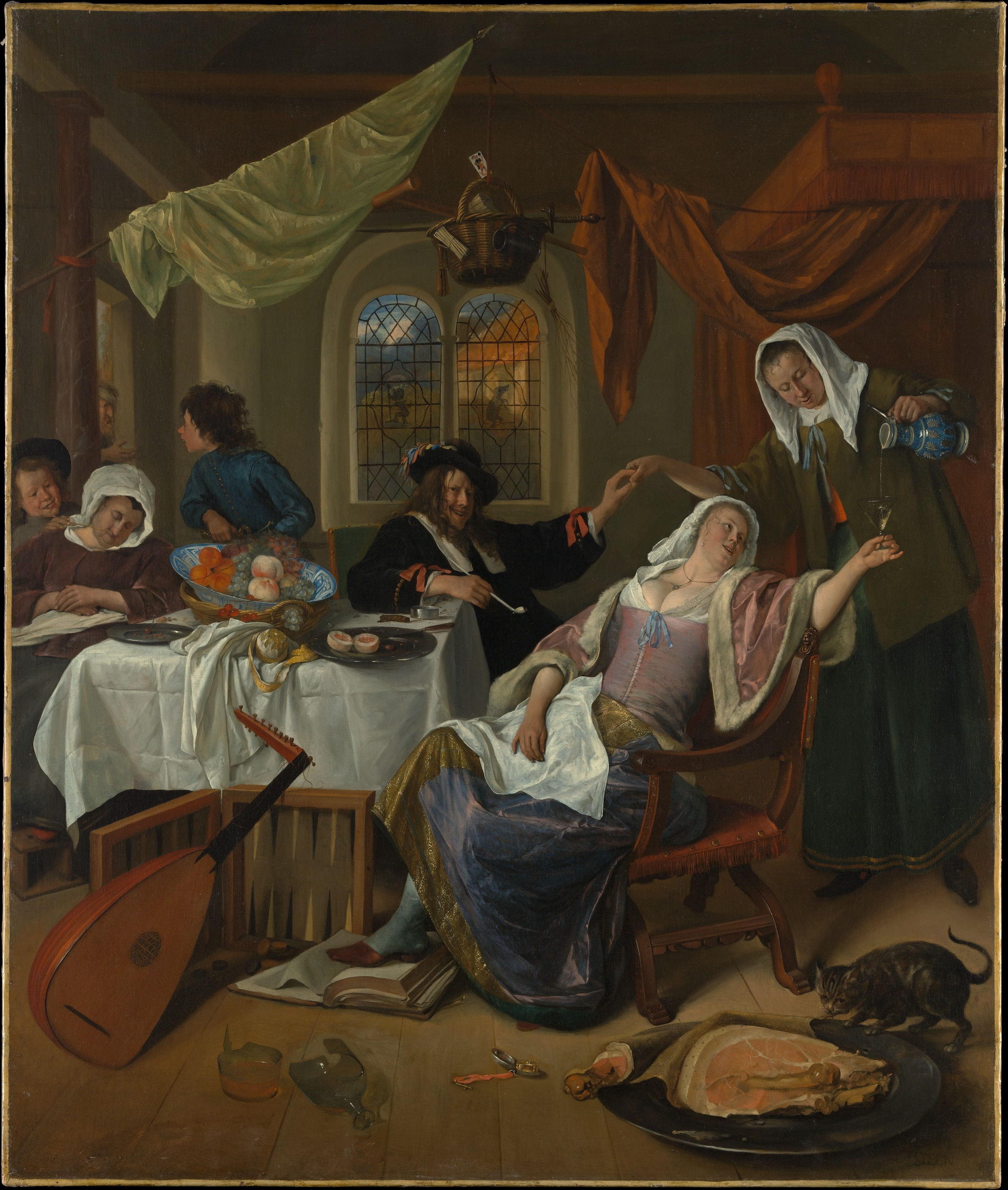 The Dissolute Household by Jan Steen-Oil Painting