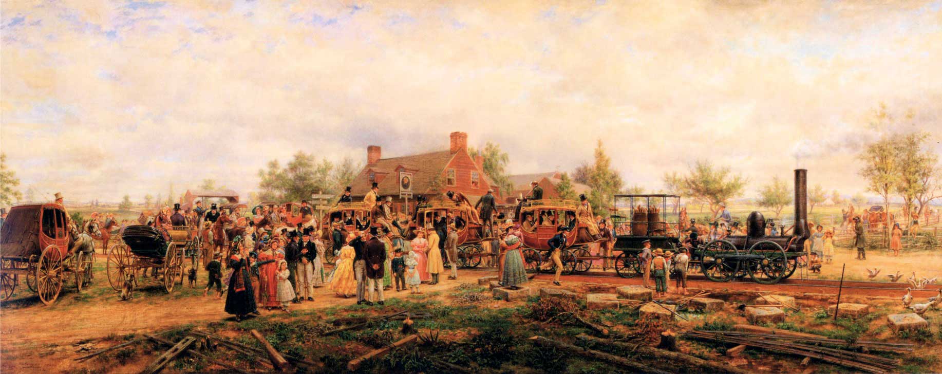 The First Railroad Train on the Mohawk and Hudson Road by Edward Lamson Henry