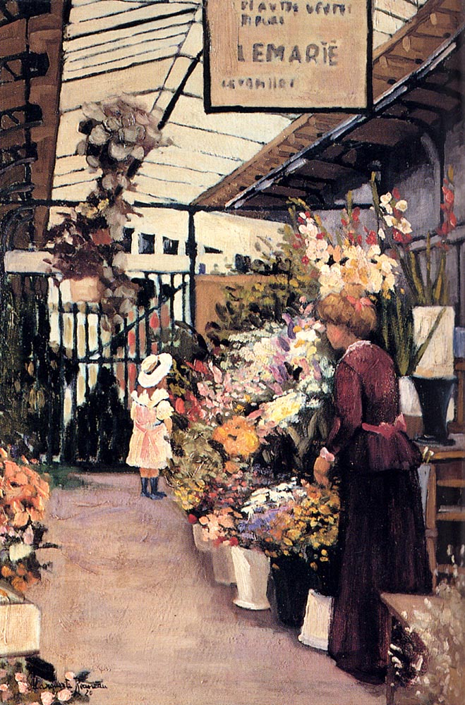 The Flower Market by Marguerite Rousseau-Oil Painting