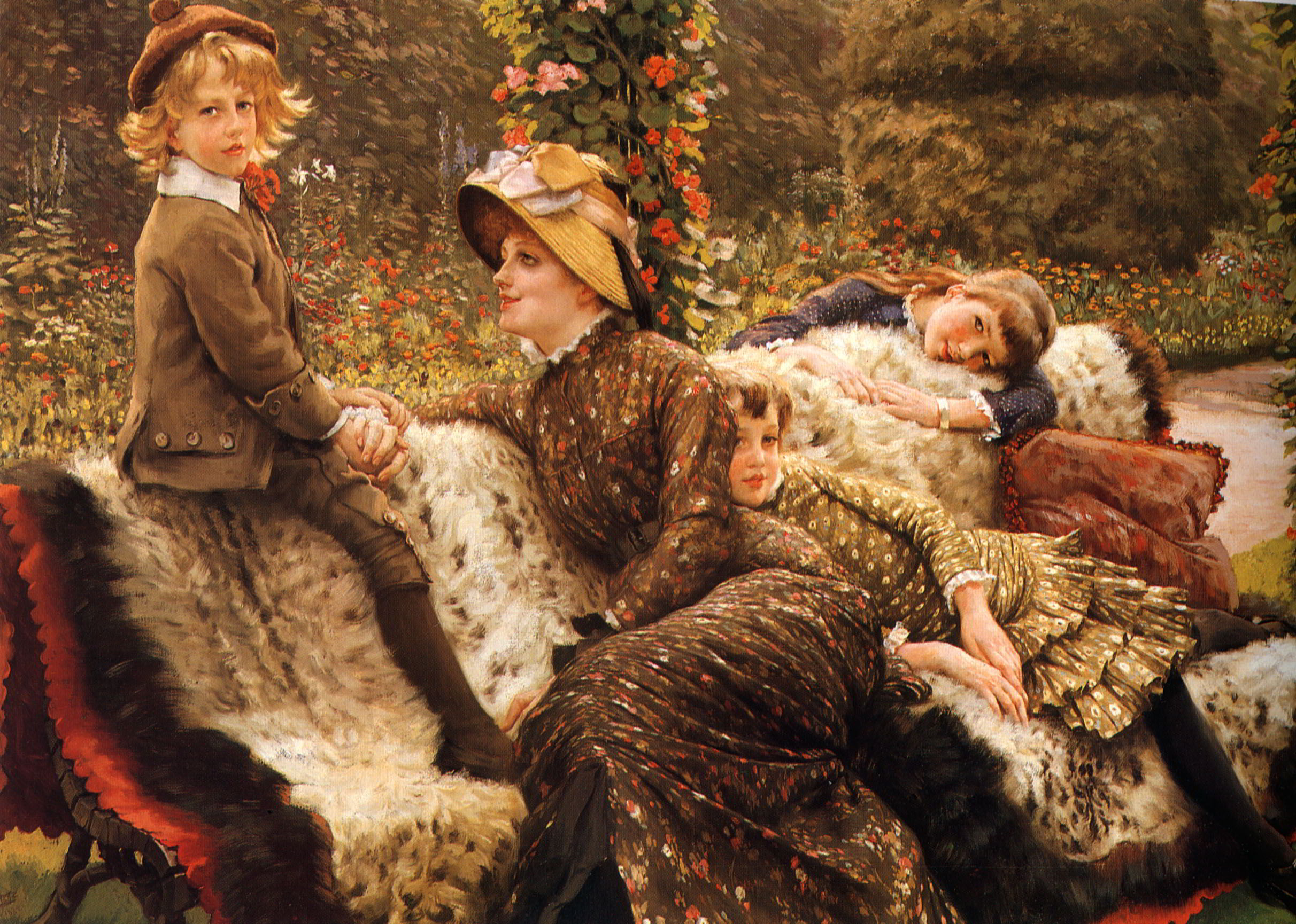The Garden Bench by James Jacques Joseph Tissot-Oil Painting