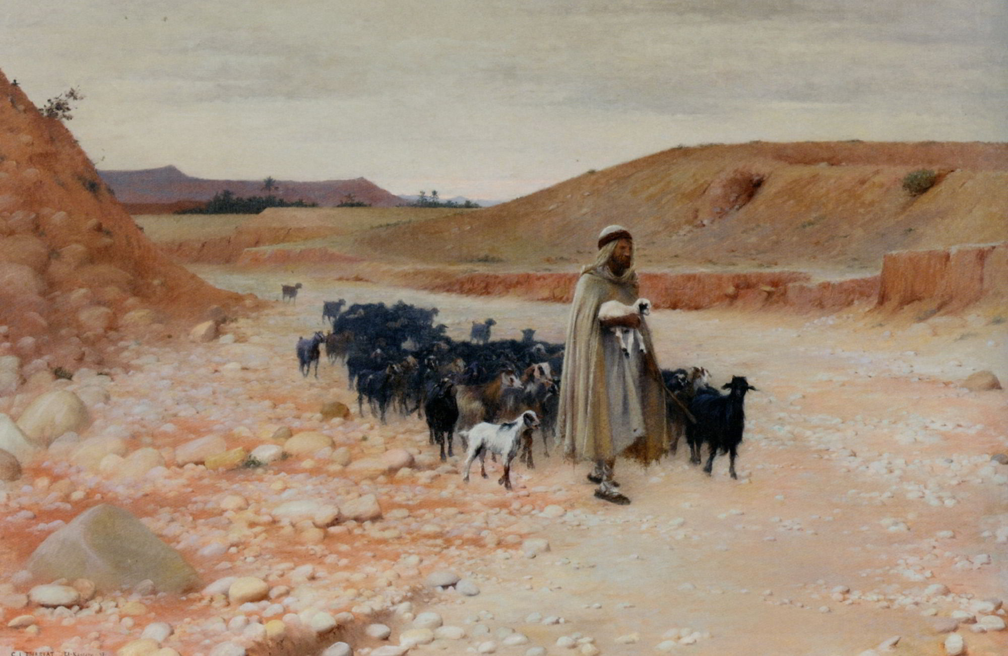 The Goat Herder el Kantara by Charles James Theriat-Oil Painting