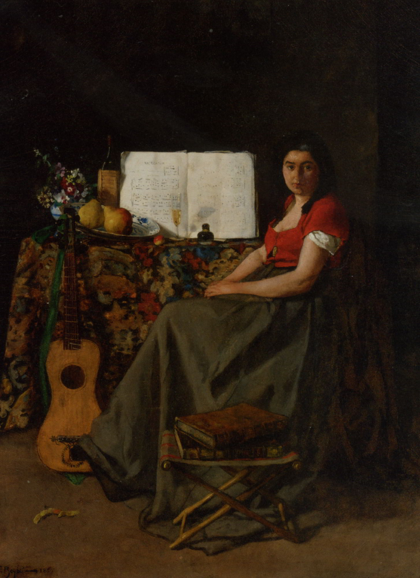 The Guitar Player by Ferdinand Roybet-French Painting