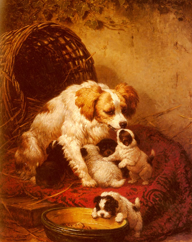 The Happy Family by Henriette Ronner-Knip-Dutch Painting