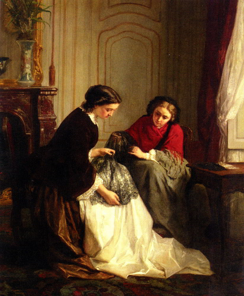 The Lace Makers by Jean-Baptiste Trayer-Oil Painting