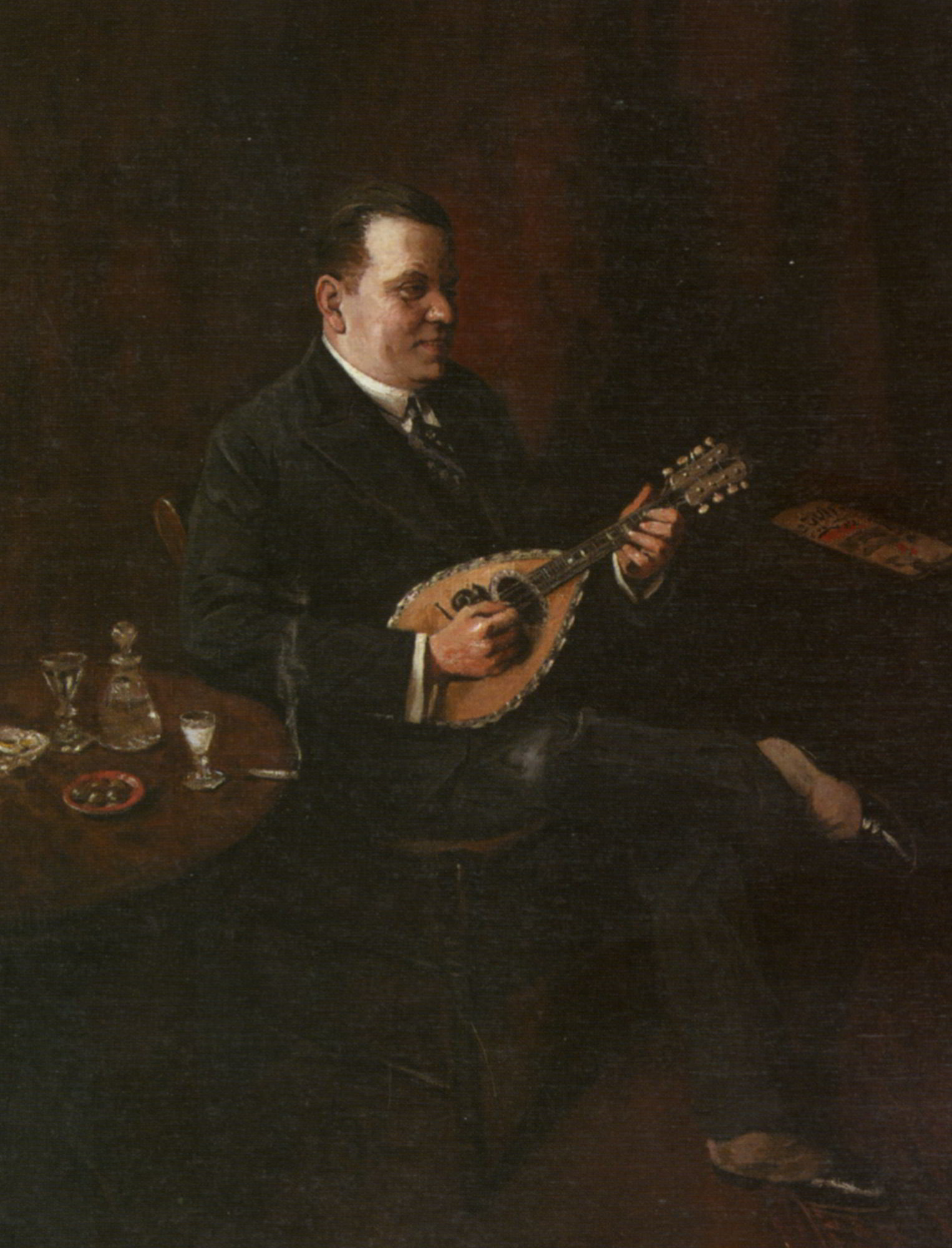 The Mandolin Player by Charles Spencelayh-English Painting