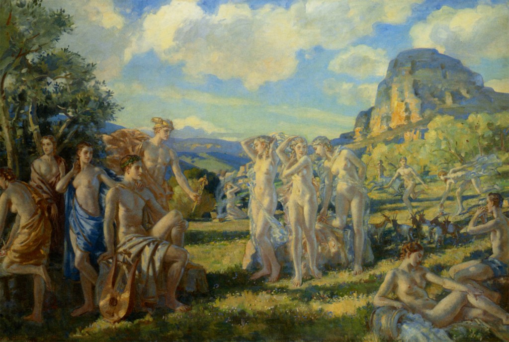 The Poet Accompanied by Some of the Muses Finds Inspiration in Nature by Wilfred Gabriel de Glehn