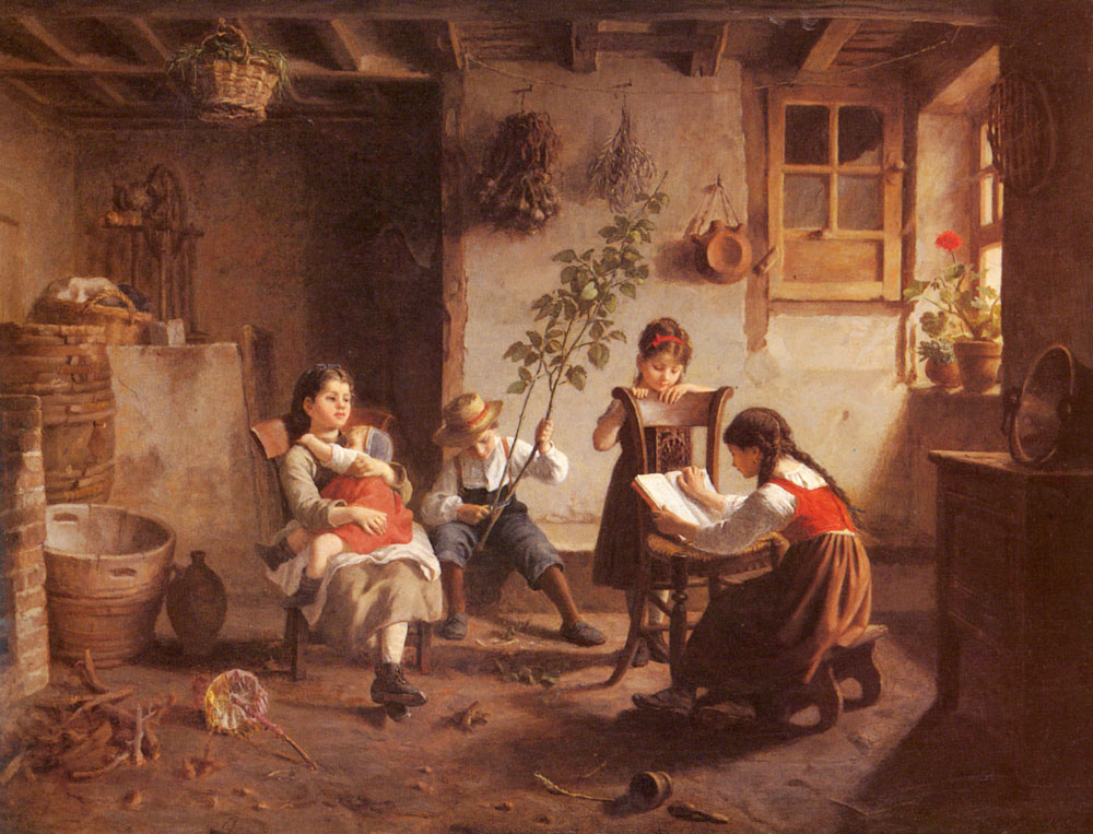 The Reading Lesson by Paul Seignac-French Painting