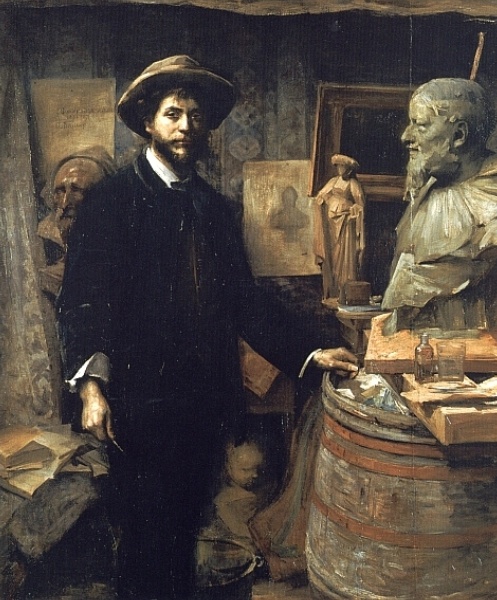 The Sculptor Jean Carries in his Atelier by Louise Breslau