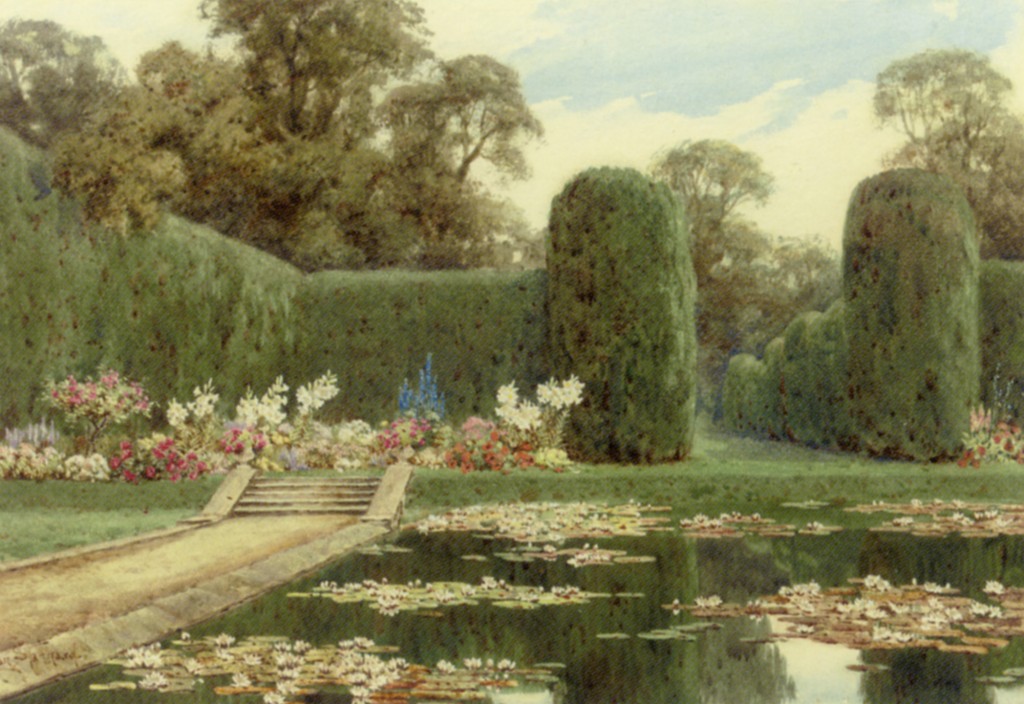 The Terrace Water Garden by Lilian Stannard-Watercolour Painting