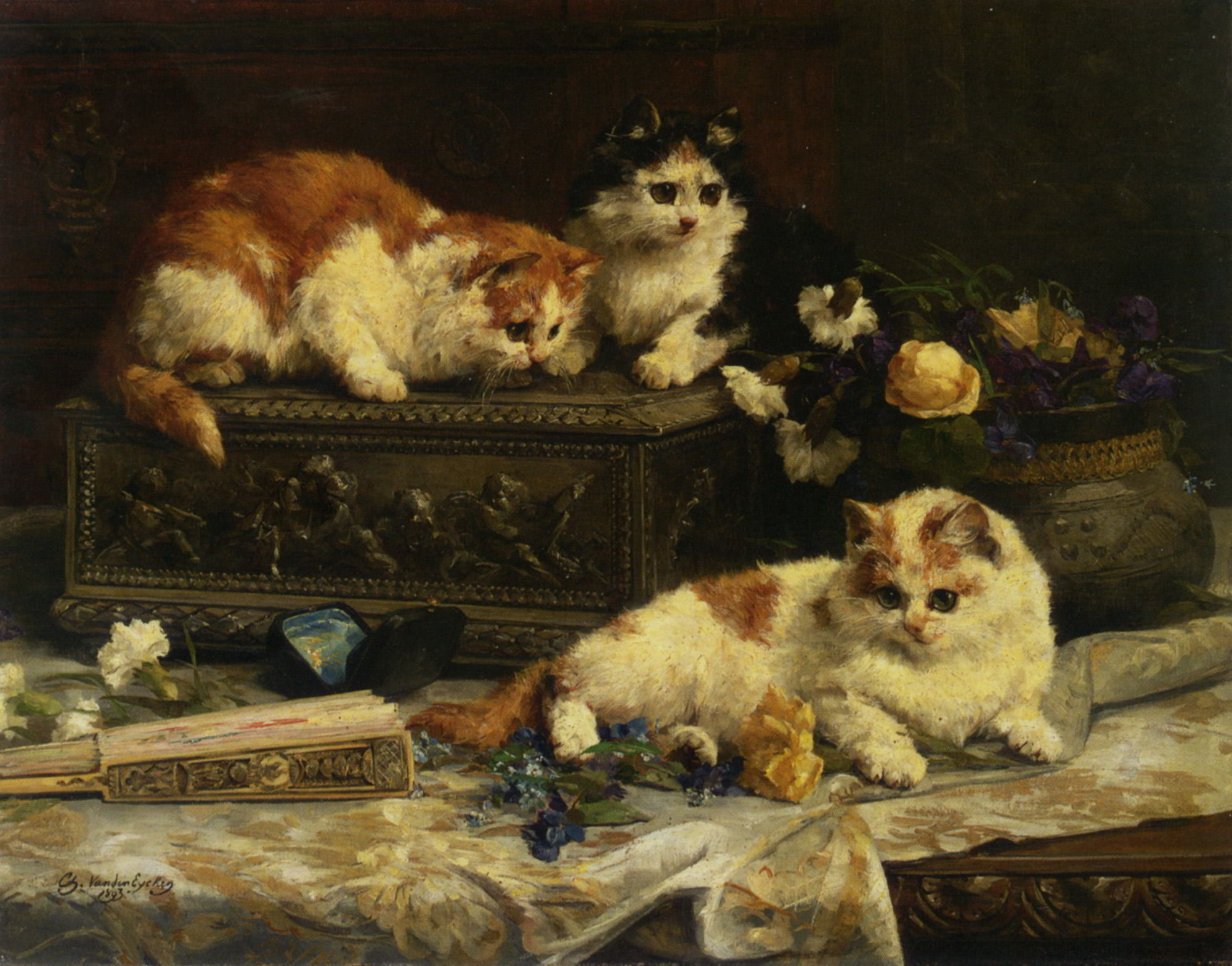 The Three Kittens by Charles van den Eycken