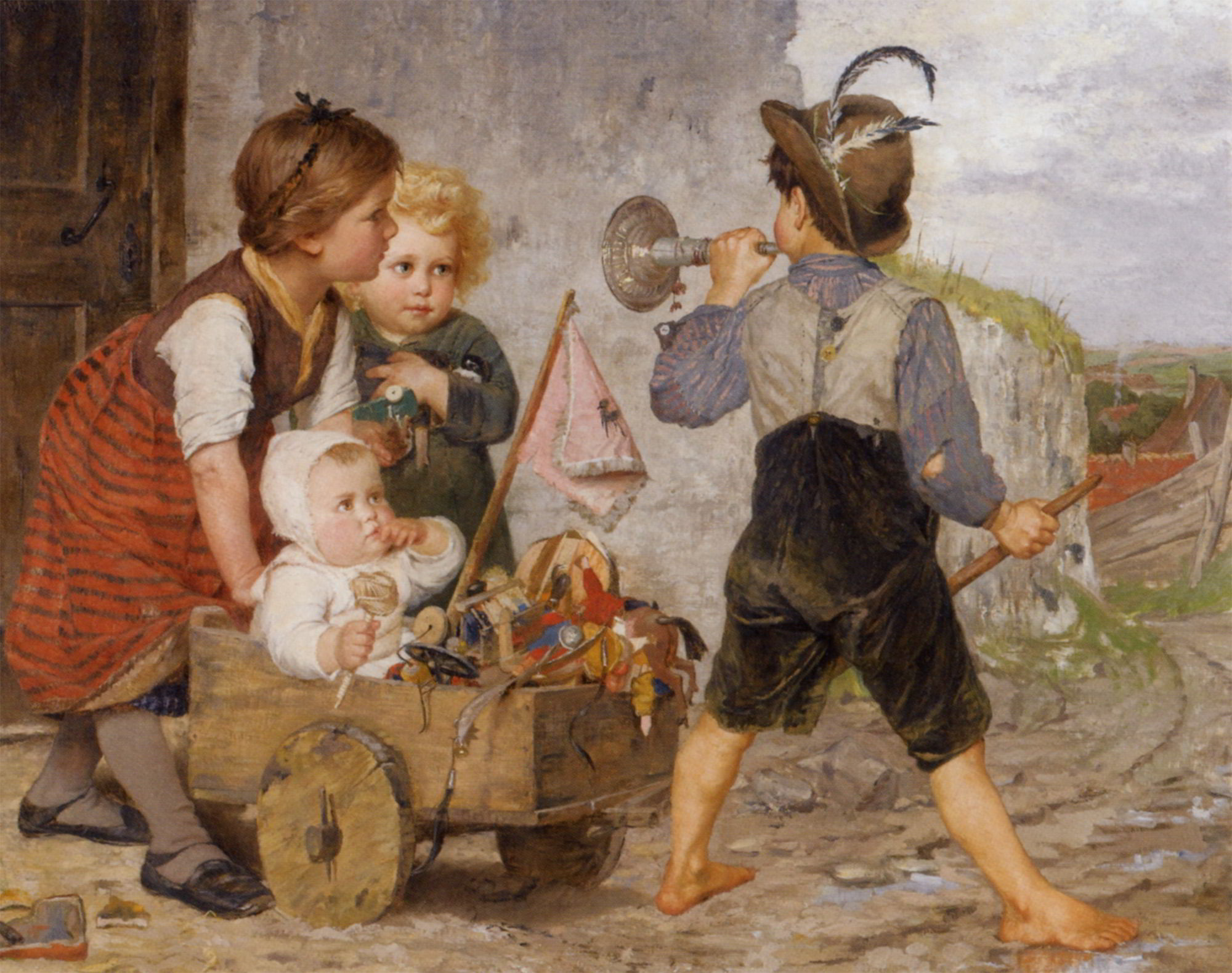 The Toy Barrow by Agathe Rostel-German Painting
