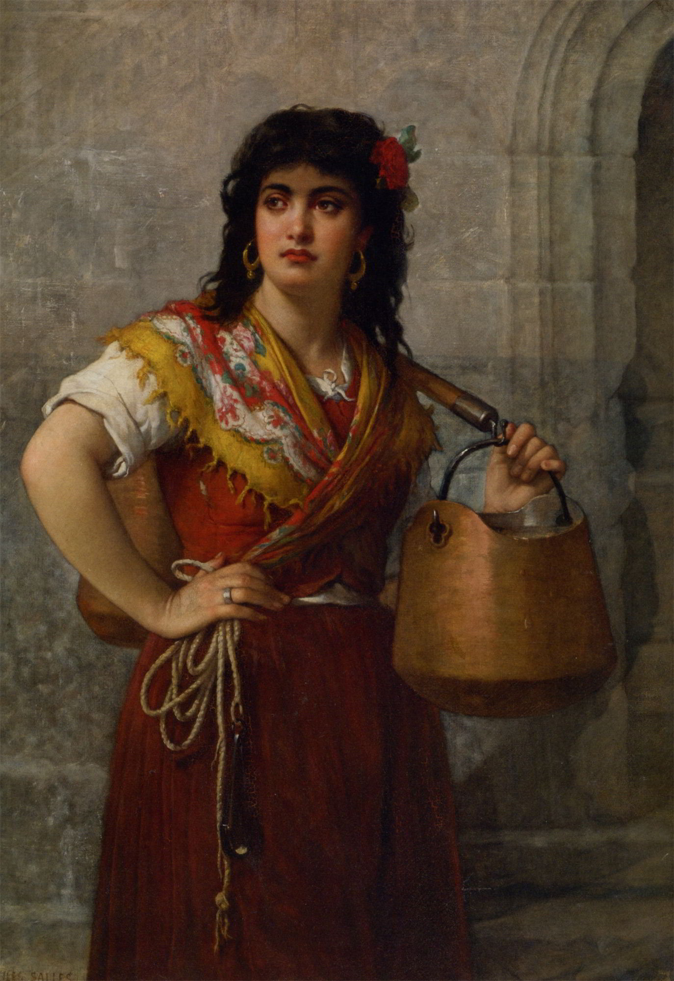 The Water Carrier by Jules Salles-Wagner-Oil Painting