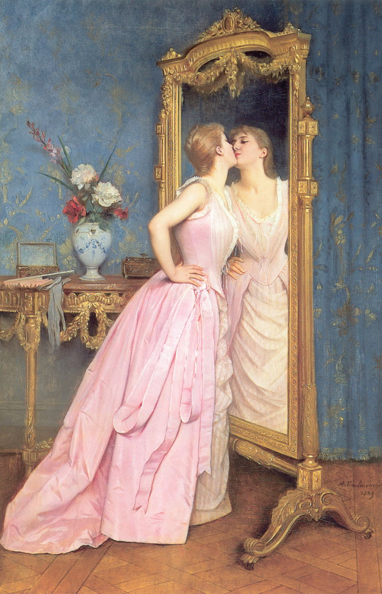 Vanity by Auguste Toulmouche-Oil Painting