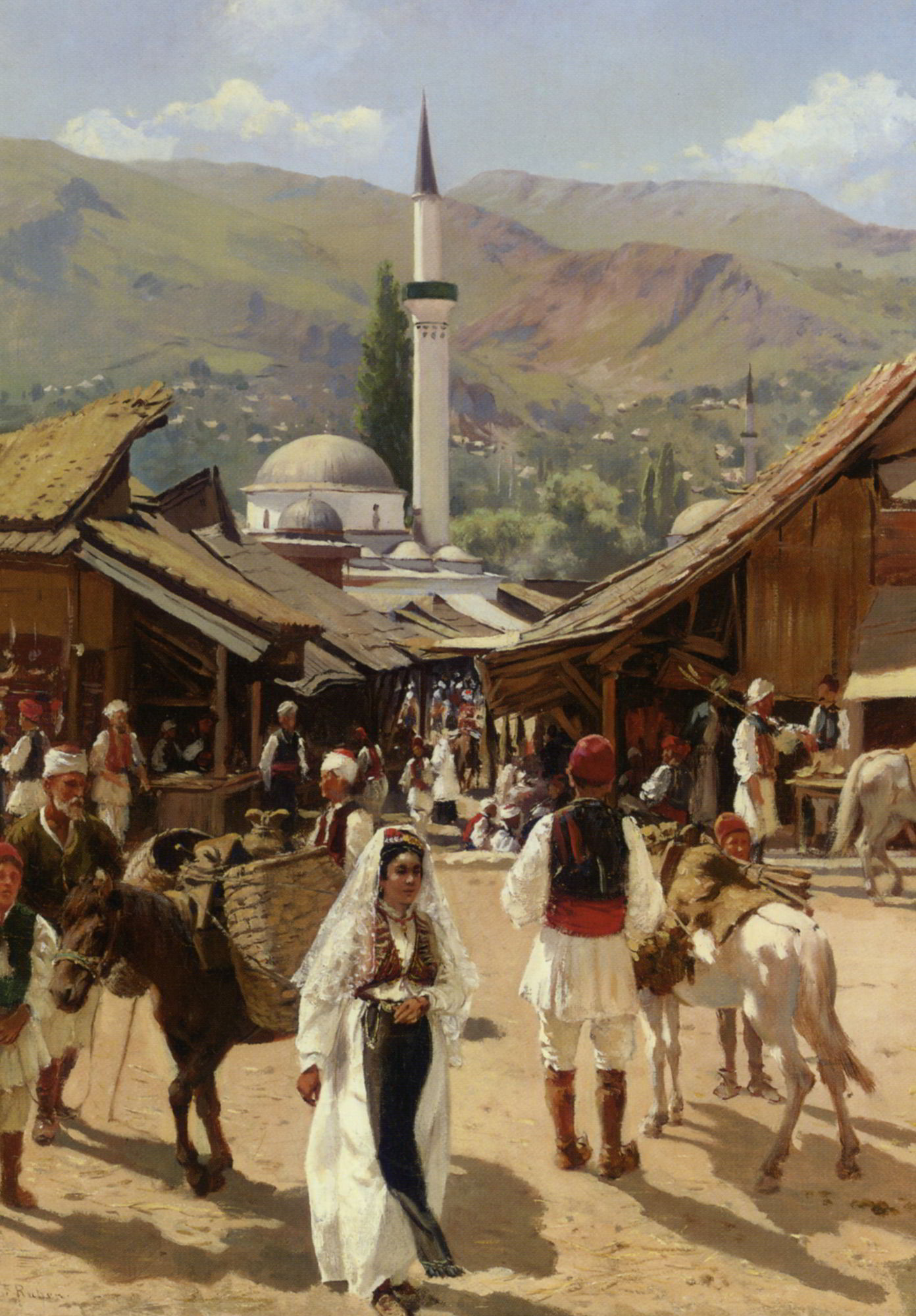 View of Bascarsija Santajevo by Franz Leo Ruben-Oil Painting