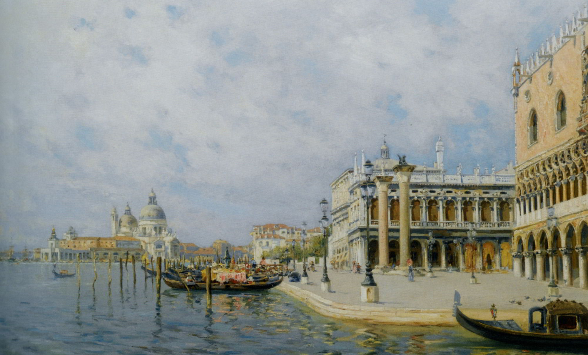 View towards St Marks square with Santa Maria Della Salute in the distance by Rafael Senet-Oil Painting