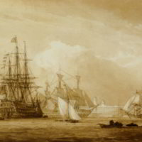 MHS Victory and other ships in Portsmouth dockyard by John Christian Schetky