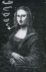 Mona Lisa Smoking a Pipe by Eugène Bataille