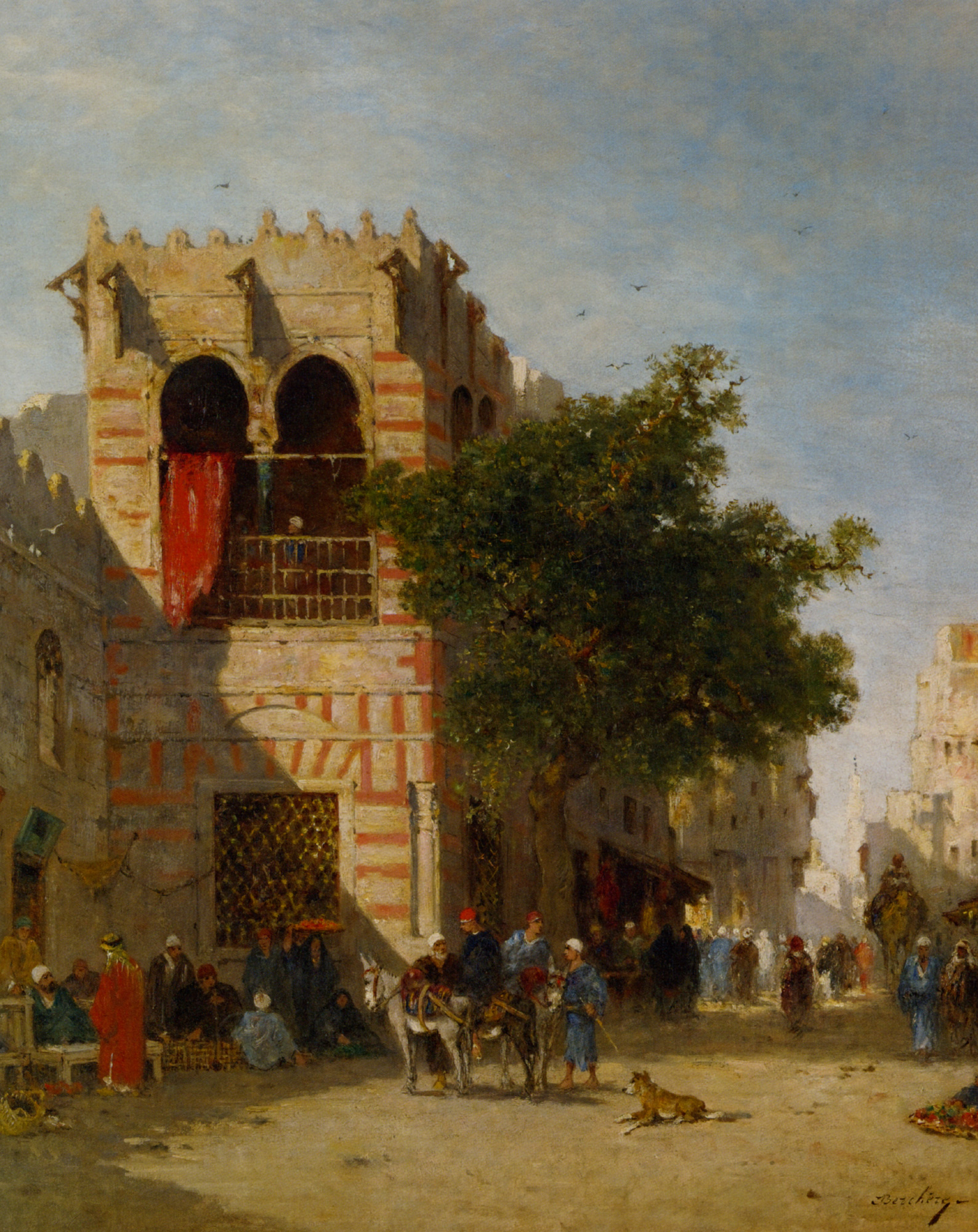 A Busy Street ­Cairo by Narcisse Berchere