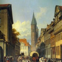 A Busy Street in a German Town by Jacques Carabain