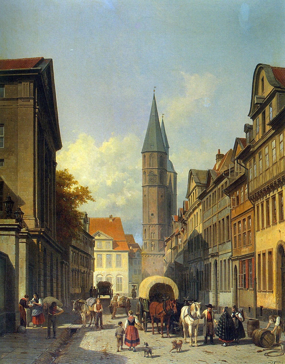 A Busy Street in a German Town by Jacques Carabain