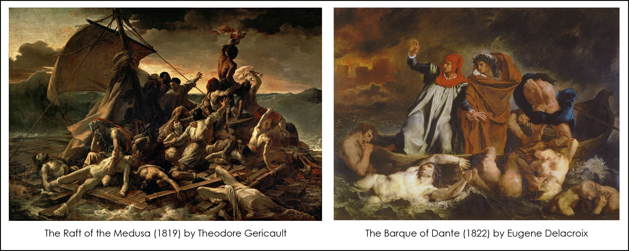 Paintings of Theodore Gericault and Eugene Delacroix