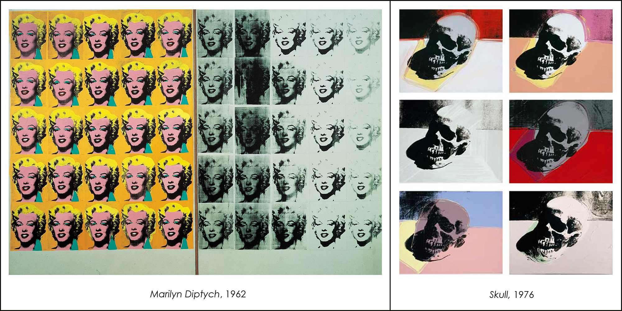 Marilyn Diptych and Skull by Andy Warhol