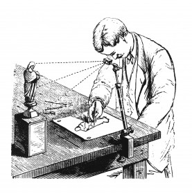 Camera Lucida in use drawing small figurine