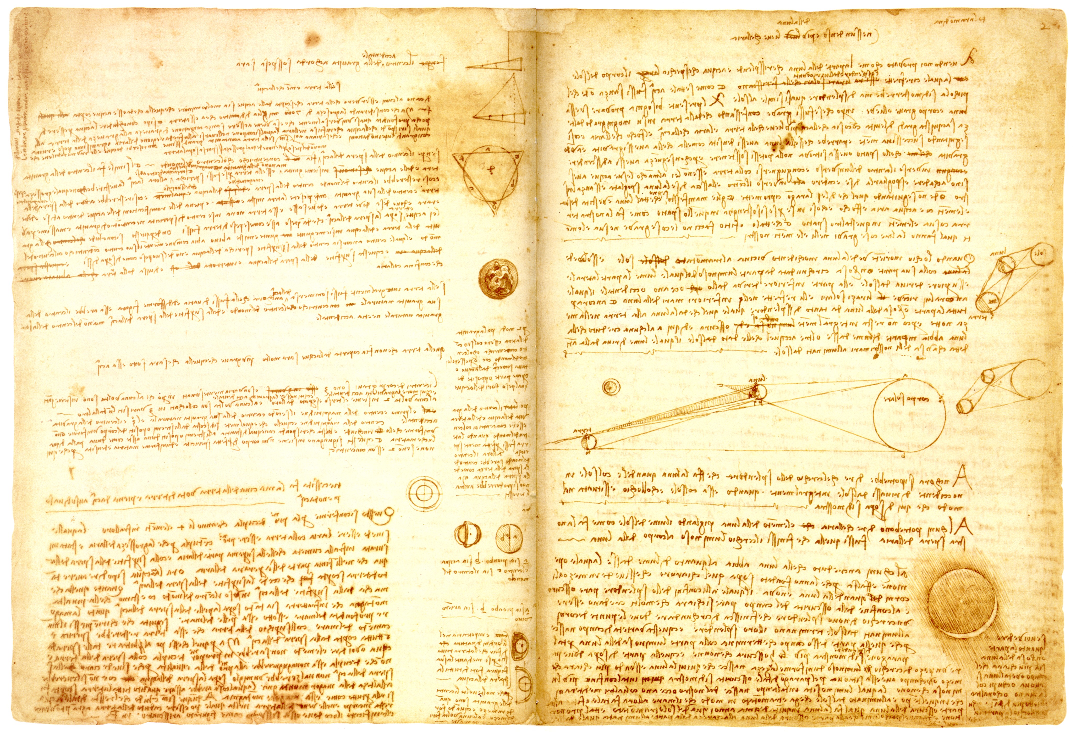 A page from Codex Leicester with Mirror-writing
