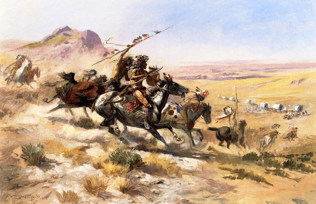 Attack on a Wagon Train by Charles Marion Russell