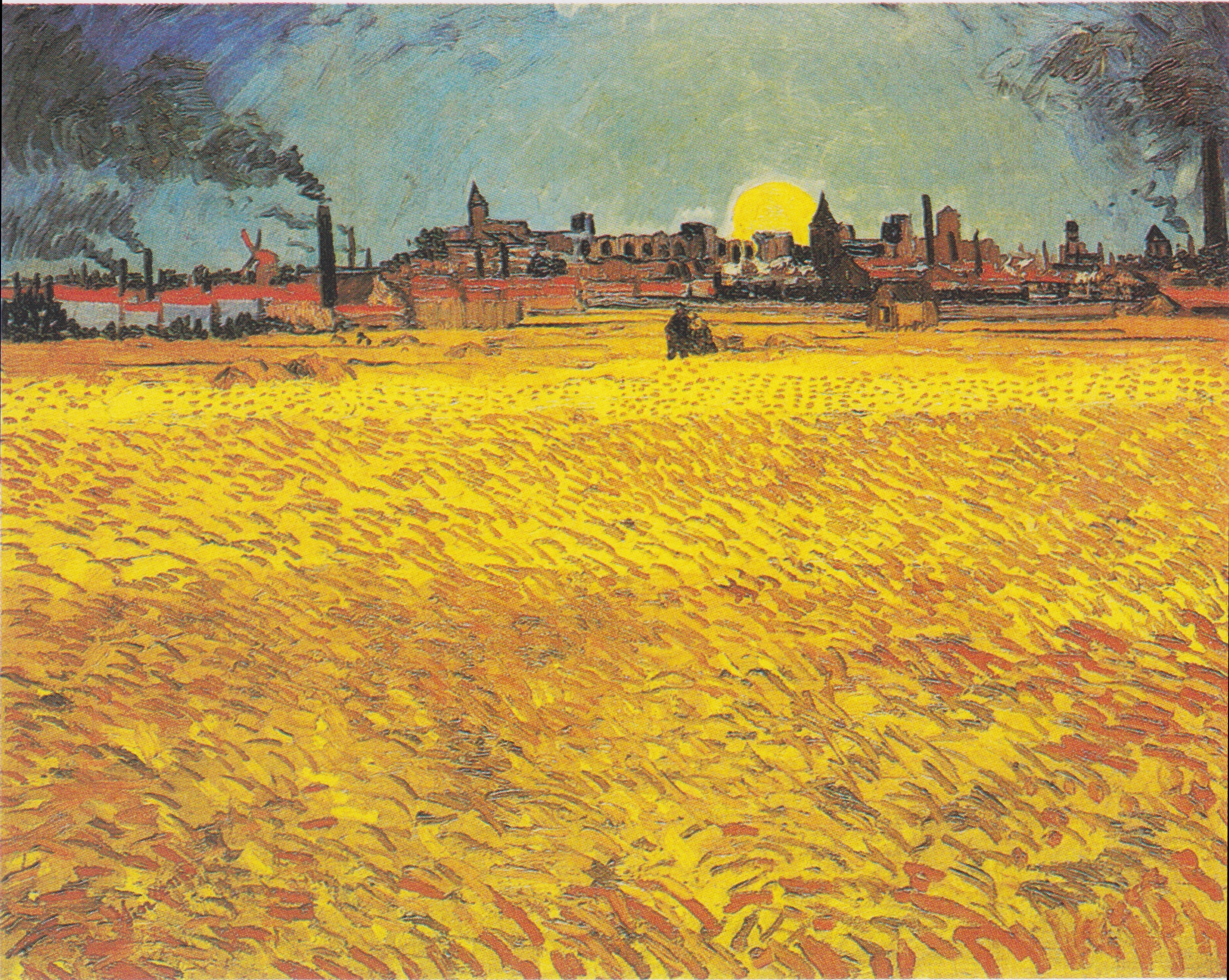 Sunset Wheat field near Arles by Vincent van Gogh-Landscape Painting